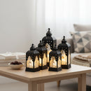 Black Minaret Shaped Mirror Glass Mini Plastic Lantern For Ramadan & Eid