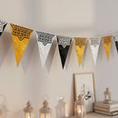 Black, White & Gold Geometric Star Plastic Triangle Bunting - 10 meters