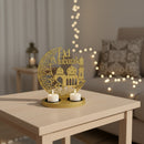 Eid Mubarak Crescent Moon Wooden Candle Stand