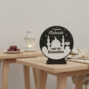 Metallic Black & Silver Round Shape Wooden Ramadan Countdown Calendar Stand
