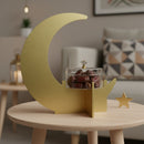 Gold Cresent Moon Tabletop Decor Stand with Lid Bowl