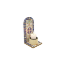 Blue Ottoman Print Wooden Minaret Candle/Bakhoor Stand For Eid & Ramadan