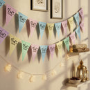 Pastel Multicolour Eid Mubarak Fabric Triangle Bunting - 10 meters
