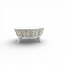 White Bowl On 3 Feet With Ornate Gold Design - 2 Sizes Available