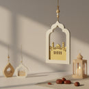 White & Gold 3D Wooden Window Arch & Mosque Hanging Decorations