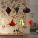 Mini Glitter Edge Hanging Paper Honeycombs Set of 6