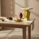 Large Gold Geometric Moon and Star LED Lantern with Tray Top (24714-4)