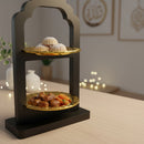 Two-Tier Black Crescent Moon Dessert Stand