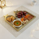 Gold Marble Effect Wooden Mosque Shape Food Serving Tray (757-26)