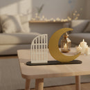Wooden Gold Crescent Moon & White Arch Home / Table Decoration for Ramadan & Eid
