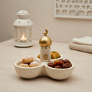 Clay 3-Section Decorative Serving Bowl with Minaret For Ramadan & Eid