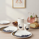White, Black & Gold 'Metallic Moon & Skyline' Disposable Paper Plate & Cups