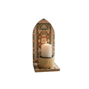 Green Ottoman Print Wooden Minaret Candle/Bakhoor Stand For Eid & Ramadan