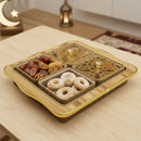 4-Piece Woven Snack Box Set with Golden Lattice Lids and Tray (0816-56)