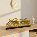 Ramadan Kareem Gold Wooden Sign with Black Slot-in Stand (757-63)