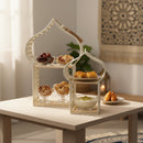 Set of 3 Ivory Stands with Wooden Shelves (2460789-2)