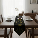 Ramadan Kareem Black Gold Lantern & Mandala Pattern Table Runner