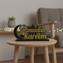 Gold "Ramadan Kareem" Tabletop Decor with Crescent and Mosque Design
