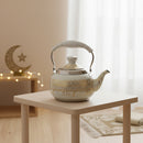 Black Gold & White Gold Round Calligraphy Marble Print Teapot -2L