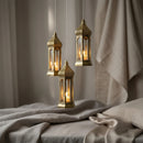 Bronze Mini Hexagon Plastic & Mirrored Glass LED Lantern For Ramadan & Eid