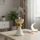 White & Gold Arabic Bakhoor Burner with Calligraphy Design