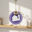 Purple Wooden Hanging Decoration With Elegant Mosque Design for Ramadan & Eid