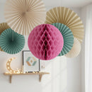Pink Paper Hanging Honeycomb Sphere Balls Eid Party Decoration