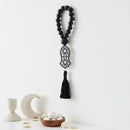 Black Beaded Wooden Hanging with Ornamental Pendant and Tassel