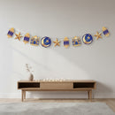 Large Gold & Blue Ramadan/Eid Symbols Card Bunting - 3 Metres