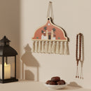 Terracotta Minaret Shape Mosque Wooden Hanging Decoration With Tassels For Ramadan & Eid