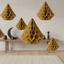 Gold Paper Hanging Honeycomb Diamond Lanterns Eid Party Decoration