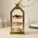 3-Tier Gold Stand with Stainless Steel Plates (2408233-1)