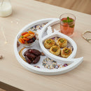 WHITE Wooden Crescent Moon Minaret Tray (757-21)