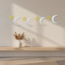 Gold & Silver Glitter Crescent Moon & Cutout Star Bunting - 2 meters