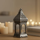 Silver Mini Hexagon Plastic & Mirrored Glass LED Lantern For Ramadan & Eid