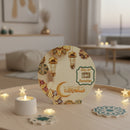 White With Lantern Design Round Shape Wooden Ramadan Countdown Calendar Stand