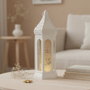 White Tall Mini Hexagon Plastic & Mirrored Glass LED Lantern For Ramadan & Eid