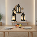 Black Square Plastic & Mirrored Glass LED Lantern For Ramadan & Eid