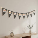 Black Geometric Pattern Eid Mubarak Plastic Triangle Bunting - 10 meters