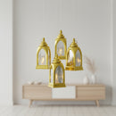 Mini Arched Mirrored Glass Shiny Gold LED Lantern For Ramadan & Eid