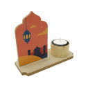 Blush Minaret Wooden Stand With Candle/Bakhoor Stand For Eid & Ramadan