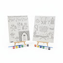 Kids 2 Pack Canvas Picture with Wooden Easel with Paints