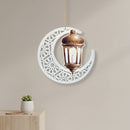 1 x White Geometric Lantern Wooden Hanging Crescent Moons