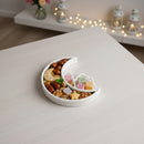 WHITE Wooden Crescent Moon Minaret Food Serving Tray With Mirror Base