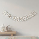 White & Taupe 'Eid Mubarak' Dovetail Pennant Card Bunting - 2m