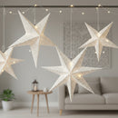 Large White & Glitter Silver Paper Hanging Star Eid & Ramadan Decorations