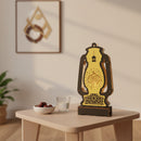 Wooden Shabby Chic Table / Hanging Lantern Decoration - Black / Gold Geometric Arabic Cut Out