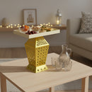 Large Gold Geometric Moon and Star LED Lantern with Tray Top (24714-4)