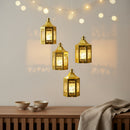 Mini Shiny Gold Mirrored Glass LED Lantern For Ramadan & Eid