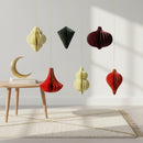 Mini Glitter Edge Hanging Paper Honeycombs Set of 6
